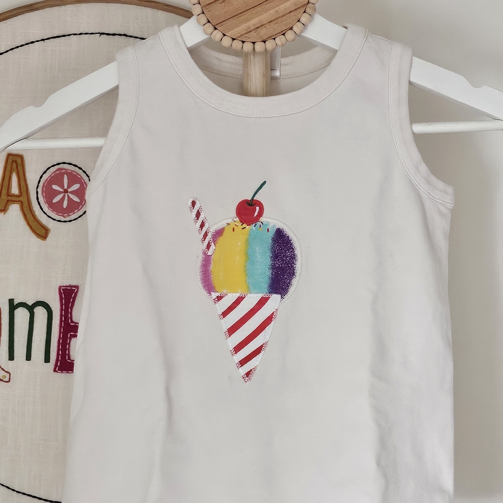 Hanna Andersson White Tank Top with Rainbow Ice Cream Design